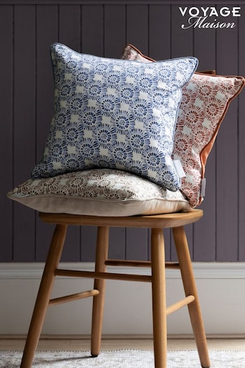 Voyage Maison Denim Vali Geometric Piped Cushion (AL4790) | £30