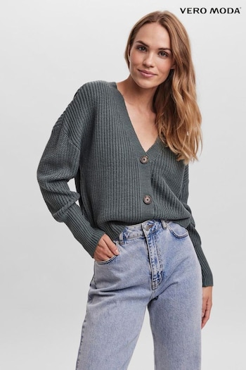 VERO MODA Green Button Down Knitted Cardigan (AL4912) | £0