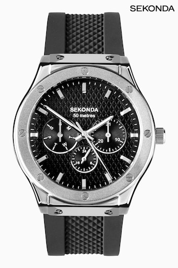 Sekonda Mens Titan 42mm Analogue Watch With Silver Case And Silicone Strap With Black Dial (AL4980) | £70