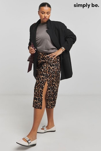 Simply Be Animal Side Split Midi Skirt (AL4997) | £28