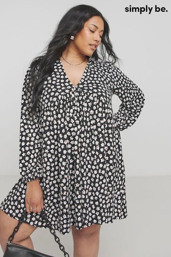 Simply Be Black Supersoft Smock Dress (AL5091) | £29