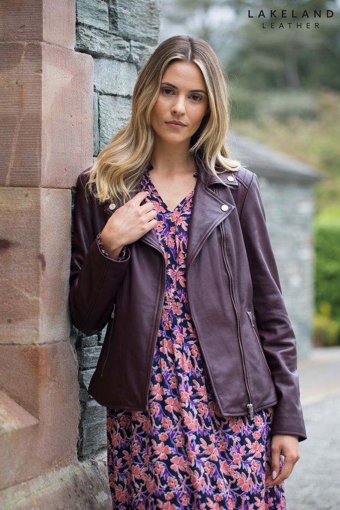 Wine leather jacket womens store