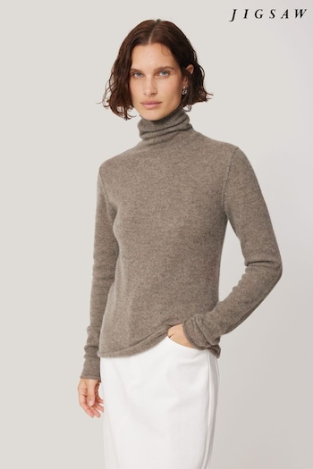 Jigsaw Brown Cloud Cashmere Polo Jumper (AL5906) | £165