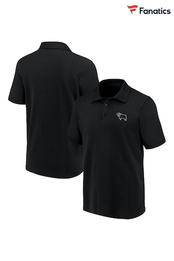 Fanatics 100% Cotton Derby County Essentials Black Polo Shirt (AL5968) | £28