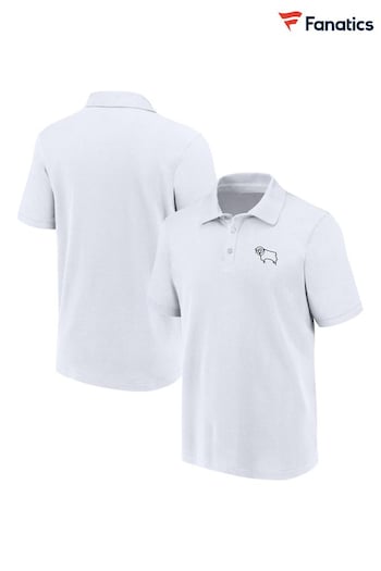 Fanatics 100% Cotton Derby County Essentials White Polo Shirt (AL5989) | £28