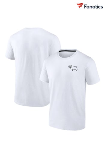 Fanatics Small 100% Cotton Derby County Essentials Crest White T-Shirt (AL6020) | £25