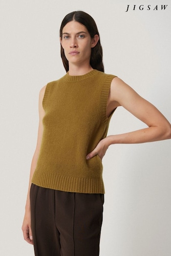 Jigsaw Green Cashmere Crew Neck Tank (AL6026) | £120