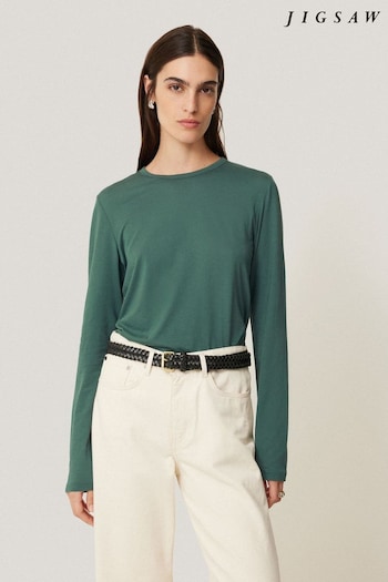 Jigsaw Green Supima Long Sleeve Top (AL6112) | £34