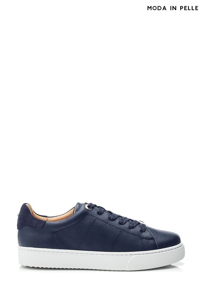 Navy leather trainers womens new arrivals