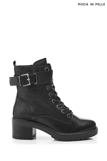 Moda In Pelle Beyza Lace Up Leather Biker Boots (AL6137) | £149