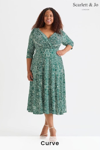 Scarlett & Jo Green Helena Midi Dress (AL6443) | £0