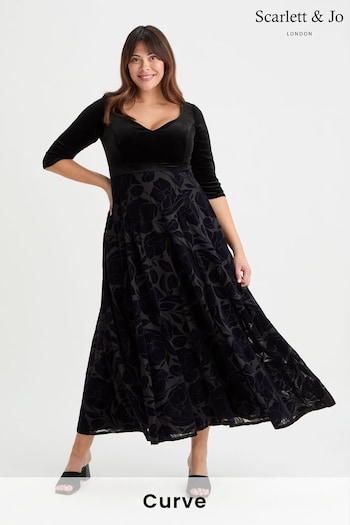 Scarlett & Jo Black Velvet 2 in 1 with Flock Dress (AL6454) | £0