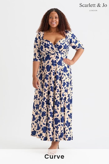 Scarlett & Jo Blue Elizabeth Print Maxi Gown (AL6466) | £120