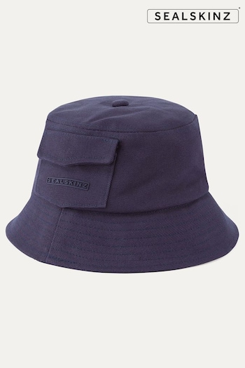 Sealskinz Mens Blue Lynford Waterproof Skinz Print 100% Cotton Canvas Bucket Hat (AL6589) | £40