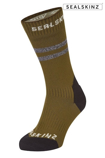 Sealskinz Green Runton Waterproof Cold Weather Mid Length Socks With Hydrostop (AL6625) | £48