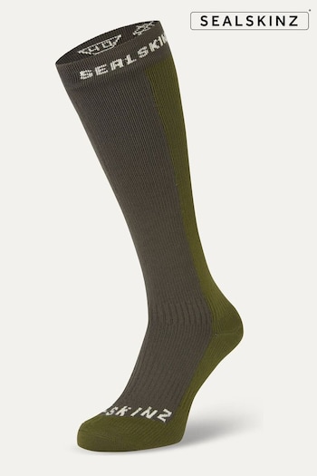 Sealskinz Green Worstead Waterproof Cold Weather Knee Length Socks (AL6629) | £50