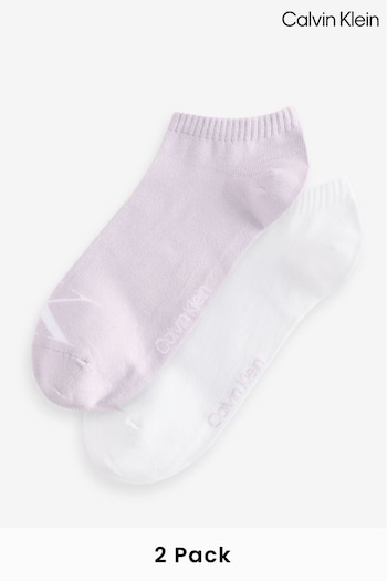 Calvin Klein White Women Monogram Sneaker Socks 2 Pack (AL6637) | £13