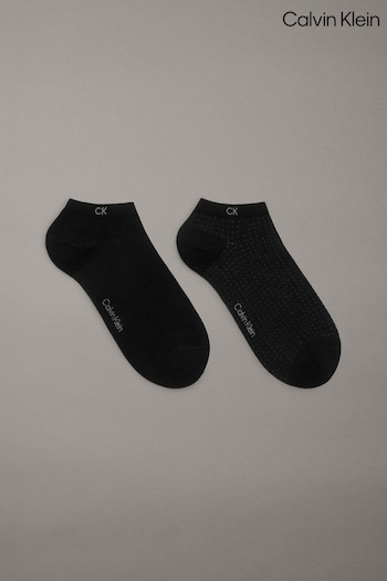 Calvin Klein Black Men Grid Sneaker Socks 2 Pack (AL6648) | £13