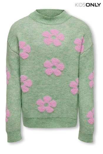 ONLY KIDS Green Floral Detail Cosy Jumper (AL6748) | £26