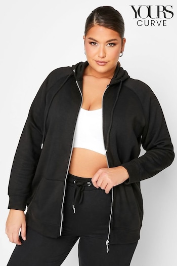 Yours Curve Black Zip Through Hoodie (AL6978) | £27