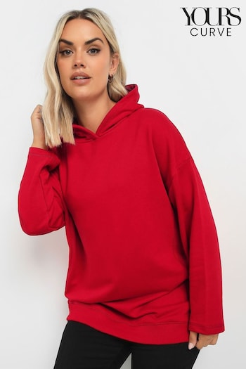 Yours Curve Red Oversized 100% Cotton Hoodie (AL7011) | £29