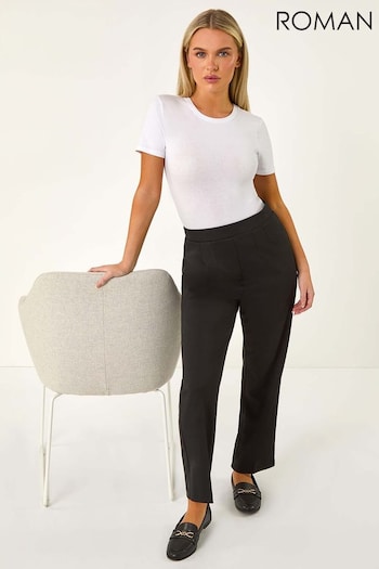 Roman Black Petite Straight Leg Ponte Stretch Trousers (AL7049) | £32