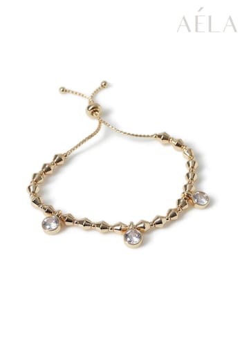 Aela Gold Tone Cubic Zirconia Bead Bracelet (AL7146) | £20