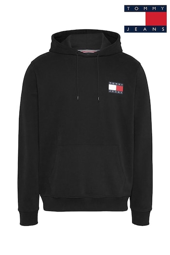 Tommy homme Jeans Black Essential Flag Hoodies (AL7192) | £70