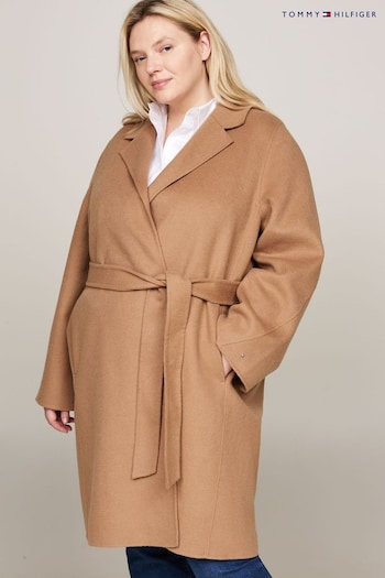 Tommy Hilfiger Brown Wool Belted Coat (AL7208) | £320