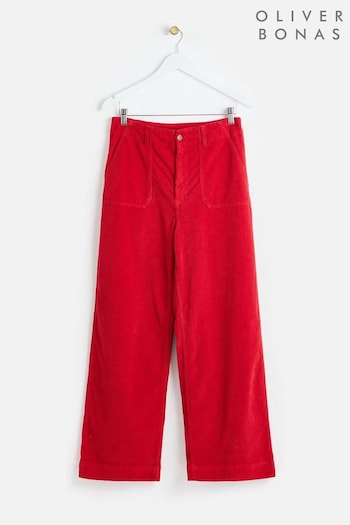 Oliver Bonas Red Corduroy Wide Leg Trousers (AL7981) | £65