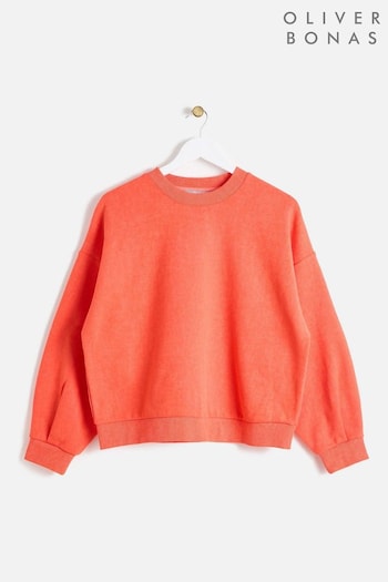 Oliver Bonas Red Washed 100% Cotton Sweatshirt (AL8028) | £48