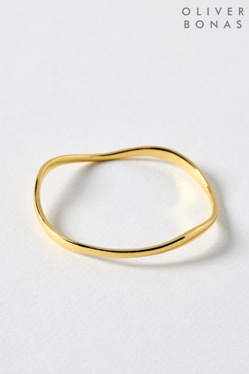 Oliver Bonas Gold Tone Naia Ripple Wave Bangle (AL8070) | £48