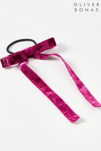 Oliver Bonas Purple Stefanie Velvet Bow Hair Band (AL8122) | £12.50