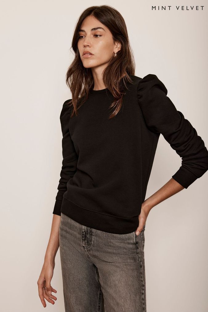 Buy Women s Black Mint Velvet Sweatshirtsandhoodies Online Next UK