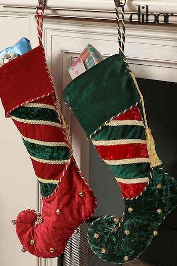 Dibor Red His and Hers Jingle Bell Christmas Stocking (AL8556) | £44