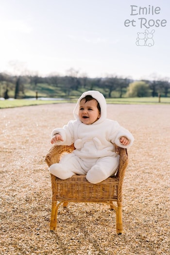 Emile Et Rose Natural Deep Pile Fleece Pramsuit With 3D Teddy (AL8577) | £62