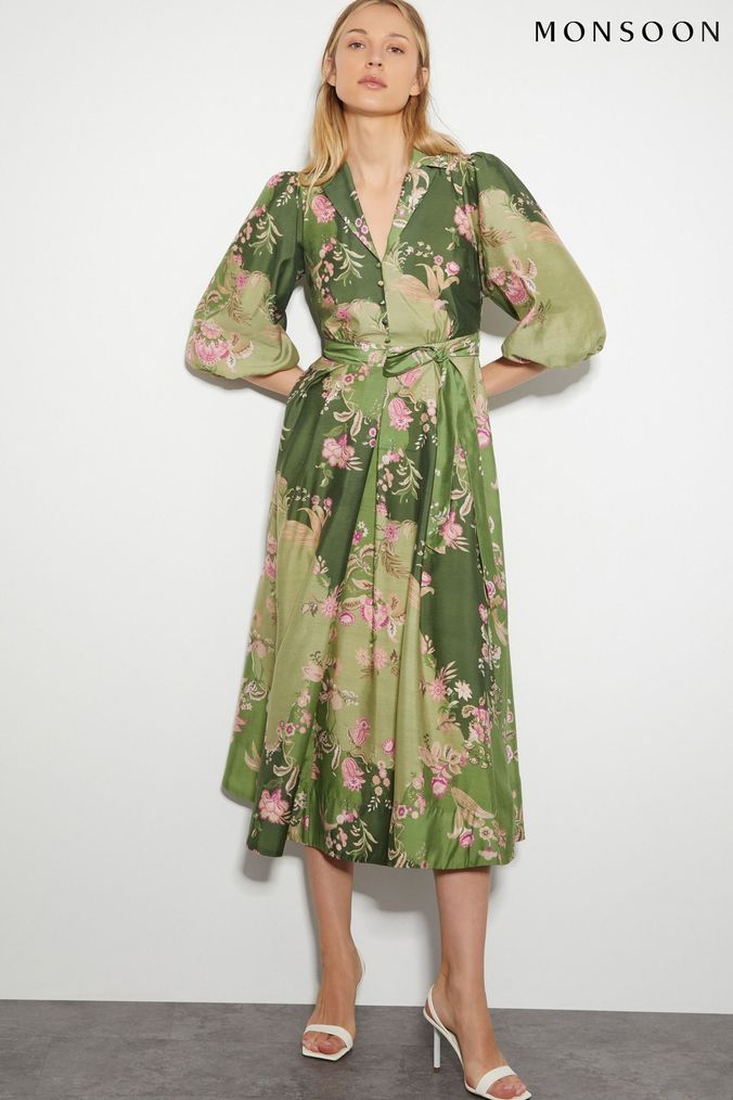 Green floral dress next hotsell