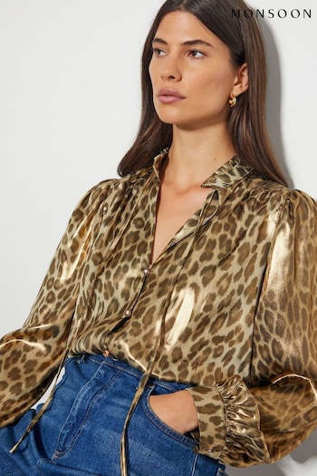 Monsoon Gold Lena Leopard Print Blouse (AL8626) | £59