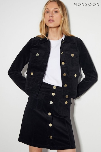 Monsoon Black Oriana Four-Pocket Crop Jacket (AL8657) | £95