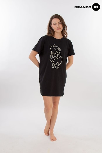 Brands In Black Disney Winnie The Pooh Pose 100% Cotton Women Nightdress (AL8672) | £25