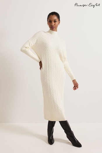 Phase Eight White Cadie Cable Dress (AL8777) | £99