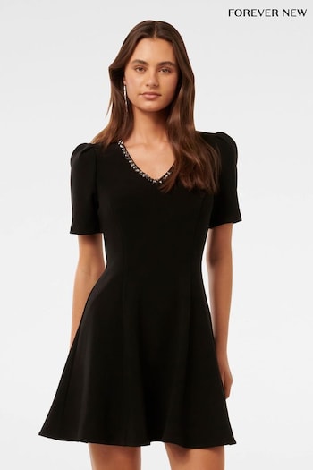 Forever New Black Alessia Embellished Mini Dress (AL8881) | £110