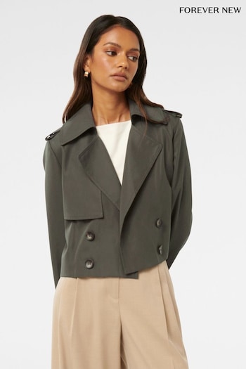 Forever New Green Ellie Petite Cropped Trench Coat (AL8897) | £80