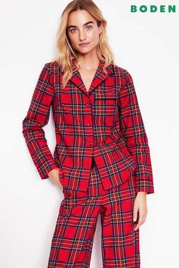 Boden Red Brushed 100% Cotton Pyjama Shirt (AL9465) | £40