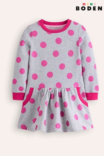 Boden Pink Cosy Printed Sweatshirt Dress (AL9513) | £29 - £35