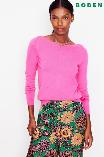 Boden Pink Eva Cashmere Boat Neck Jumper (AL9529) | £130