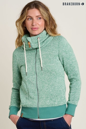 Brakeburn Green Zip Through High Neck Sweatshirt (AL9737) | £55