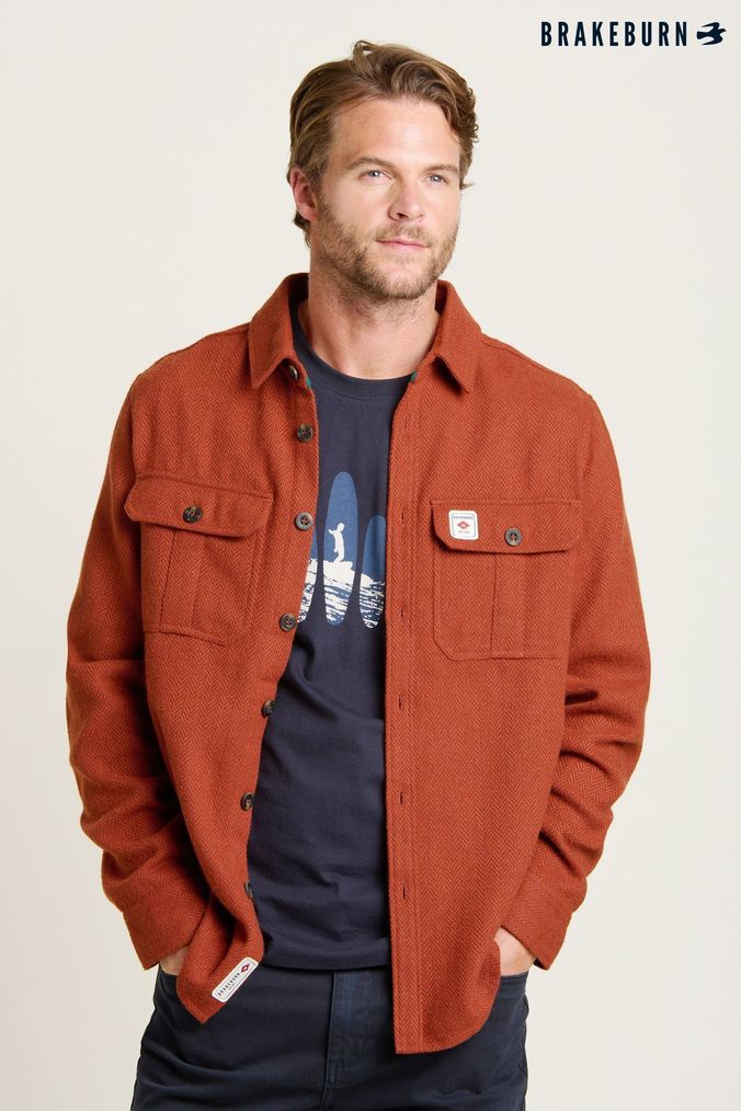 Mens orange overshirt top