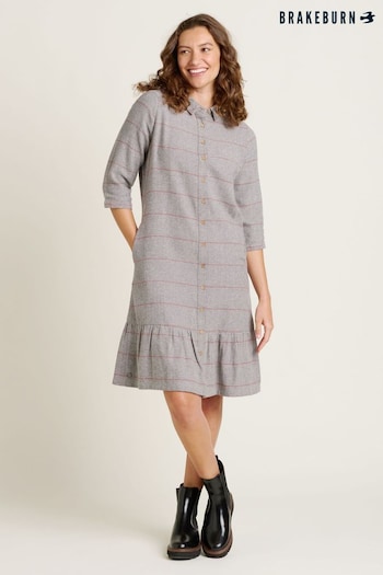 Brakeburn Grey Westbourne Shirt 100% Cotton Dress (AL9938) | £65