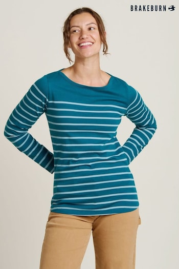 Brakeburn Green Harbour Stripe 100% Cotton T-Shirt (AL9956) | £30